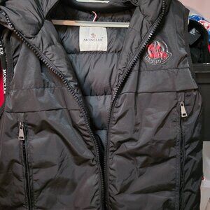 Moncler/palm angels puffer vest with hoodie Gorgous